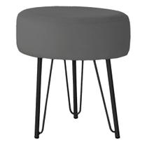 Puff Redondo para Quarto e Sala de Estar Tripe Base Ferro Preto Veludo