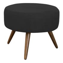 Puff Redondo para Sala Decorativa Danny Confort Pés Palito Tecido Suede Cor Preto - Decorar