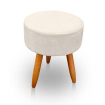 Puff Redondo para Sala e Quarto Suede Bege - LH Decor