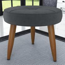 Puff Redondo para Sala Miami Veludo Cinza