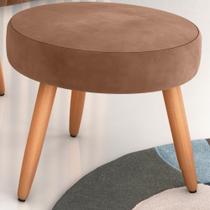 Puff Redondo para Sala Suiça Veludo Ferrugem