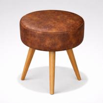 Puff Redondo Pé Palito Banqueta 36x36cm Reforçada Apoio de pés assento material sintético Puff Redondo Pé Palito Banqueta 36x36cm Reforçada Apoio de pés assento material sintético