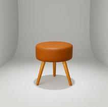 Puff Redondo Pé Palito Banqueta 40x40cm Reforçada Apoio de pés assento material sintético