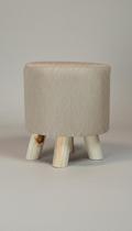Puff Redondo Pequeno Banqueta Decorativa Linho Bege Puff Redondo Pequeno Banqueta Decorativa Linho Bege