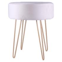 Puff Redondo Pés em Metal Dourado Cazza 43cm Suede Bege
