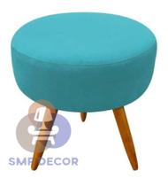 Puff Redondo Pés Palito Azul Turquesa - Azul Turquesa Puff Redondo Pés Palito Azul Turquesa - Azul Turquesa