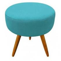 Puff Redondo Pés Palito Azul Turquesa