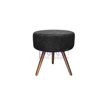 Puff Redondo Retro Preto - Grupo Versatile