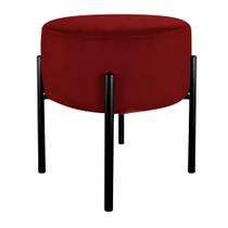 Puff Redondo Suede Base Metal Preto-Belliv Decor