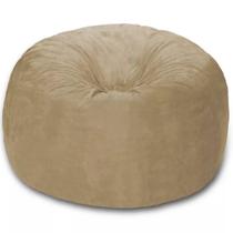 Puff Redondo Suede Bege 80x20 Sem Enchimento com Zíper Reforçado Qualidade Premium