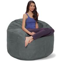 Puff Redondo Suede Cinza 100x50cm Enchimento Isopor e Zíper Sala e Quarto Puff Redondo Suede Cinza 100x50cm Enchimento Isopor e Zíper Sala e Quarto