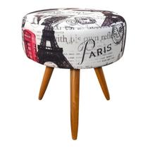 Puff Redondo Suede Paris Vermelho
