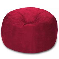 Puff Redondo Suede Vermelho Premium 80x20cm Com Enchimento Interno