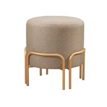 Puff Redondo Torvi em Linho e Base Metal Dourado Puff Redondo Torvi em Linho e Base Metal Dourado