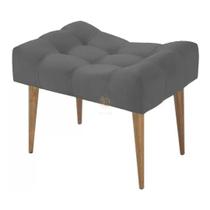 Puff Requinte Vit Decor em Suede Bege Confortável, Sofisticado e com Pés Palito de Madeira