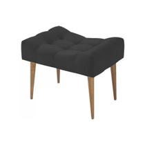 Puff Requinte Vit Decor em Suede Bege Confortável, Sofisticado e com Pés Palito de Madeira
