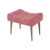 Puff Requinte Vit Decor em Suede Bege Confortável, Sofisticado e com Pés Palito de Madeira