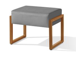 Puff Retangular 59cm Decoração Sala Recepção Reforçado Pes Cobre Cor:Cinza