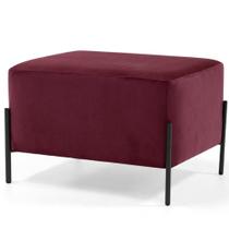 Puff Retangular 60x45 D02 Pés De Aço Veludo Marsala C-278 Puff Retangular 60x45 D02 Pés De Aço Veludo Marsala C-278