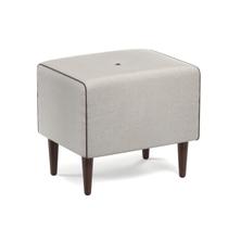 Puff Retangular Decorativo Eloah Linho Gelo Pés Palito Castanho