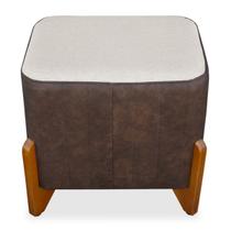 Puff Retangular Decorativo Iris no Linho Marrom/Cru