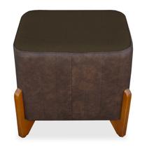 Puff Retangular Decorativo Iris no Linho Marrom/Marrom