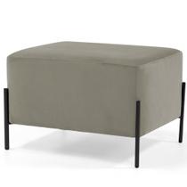 Puff Retangular Decorativo Status 60x45 D02 Pés de Aço Veludo Bege D-309 - Lyam Decor