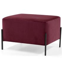 Puff Retangular Decorativo Status 60x45 D02 Pés de Aço Veludo Marsala C-278 - Lyam Decor Puff Retangular Decorativo Status 60x45 D02 Pés de Aço Veludo Marsala C-278 - Lyam Decor