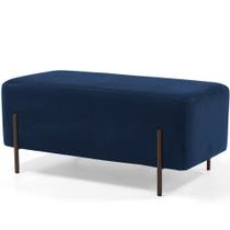 Puff Retangular Decorativo Status 90x45 D02 Pés de Aço Veludo Azul Oxford C-304 - Lyam Decor