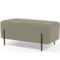 Puff Retangular Decorativo Status 90x45 D02 Pés de Aço Veludo Bege C-309 - Lyam Decor