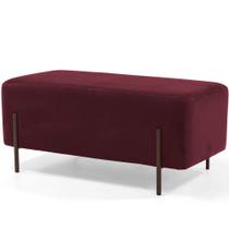 Puff Retangular Decorativo Status 90x45 D02 Pés de Aço Veludo Marsala C-278 - Lyam Decor Puff Retangular Decorativo Status 90x45 D02 Pés de Aço Veludo Marsala C-278 - Lyam Decor