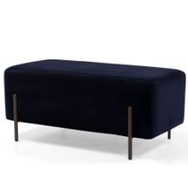 Puff Retangular Decorativo Status Pés de Aço Veludo Azul Marinho C-287 - Lyam Decor Puff Retangular Decorativo Status Pés de Aço Veludo Azul Marinho C-287 - Lyam Decor