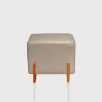 Puff Retangular Pé de Madeira Decorativo para Sala Orgânico Confortável e Reforçado Bouclé