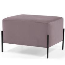 Puff Retangular Retangular Status 60x45 D02 Pés de Aço Veludo Rosê C-305 - Lyam Decor