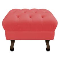 Puff Retrô Capitonê Decorativo Pé em Madeira Sala de Estar Recepção Escritório material sintético Vermelho - Damaffê Móveis