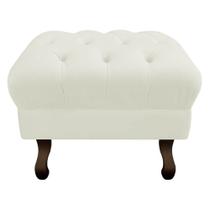 Puff Retrô Capitonê Decorativo Pé em Madeira Sala de Estar Recepção Escritório Suede Bege - KDAcanto Móveis