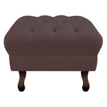 Puff Retrô Capitonê Decorativo Pé em Madeira Sala de Estar Recepção Escritório Suede Marrom - KDAcanto Móveis
