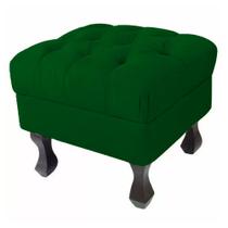 Puff Retrô Fixo Luis Xv Capitonê Suede Verde - DS Estofados