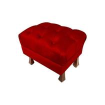 Puff Retrô Luiz XV Capitonê para Sala e Quarto Suede Vermelho - W&D Decor