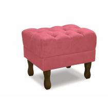 Puff Retrô Vit Decor em Suede Bege Elegante, Confortável e com Pés Palito de Madeira