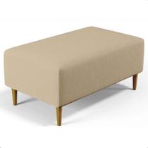 Puff Sala Damon Multiuso Linho Bege Pés Palito Castanho Puff Sala Damon Multiuso Linho Bege Pés Palito Castanho