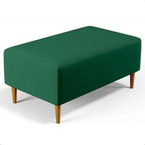 Puff Sala Damon Multiuso Linho Verde Pés Palito Castanho