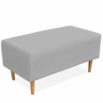 Puff Sala De Estar Cléo W01 Pés Palito 90 Cm Linho Cinza
