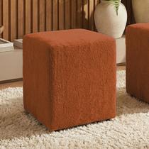 Puff Sala Decorativo Quadrado Lucca Base Fixa Bouclê Terracota G02 - D Rossi