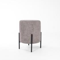 Puff Siena Redondo Banqueta Decorativo Sala Tecido em Boucle Pés de Metal