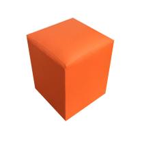 Puff simples quadrado 1 lugar- 35x35cm - laranja - material sintético