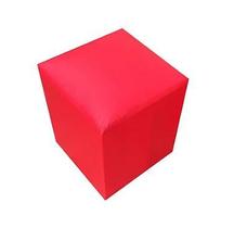 Puff simples quadrado 1 lugar- 35x35cm - vermelho material sintético