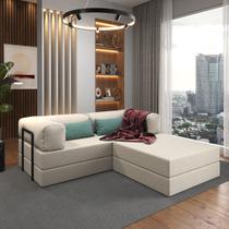 Puff Sofá Cama Casal Dobrável 2 Em 1 Com Chaise Moderno