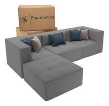 Puff Sofá Modular Com Chaise Reversível Para Sala Moderna Puff Sofá Modular Com Chaise Reversível Para Sala Moderna