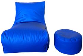 Puff Sofazinho com Apoio para os Pés Teen AZUL ROYAL (COM ENCHIMENTO)
